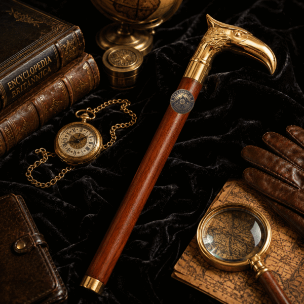 Eagle Head Brass Walking Cane – 36 Inch Gold Handle Wooden Walking Stick, Vintage Collectible Cane - Product Image 5