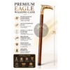 Eagle Head Brass Walking Cane – 36 Inch Gold Handle Wooden Walking Stick, Vintage Collectible Cane - Product Image 2