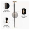 Engraved Brass T Handle Walking Cane – 36 Inch Handmade Wooden Walking Stick - Product Image 9