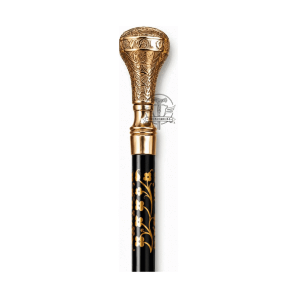Floral Brass Knob Handle Walking Cane – 36 Inch Handmade Wooden Walking Stick - Product Image 6