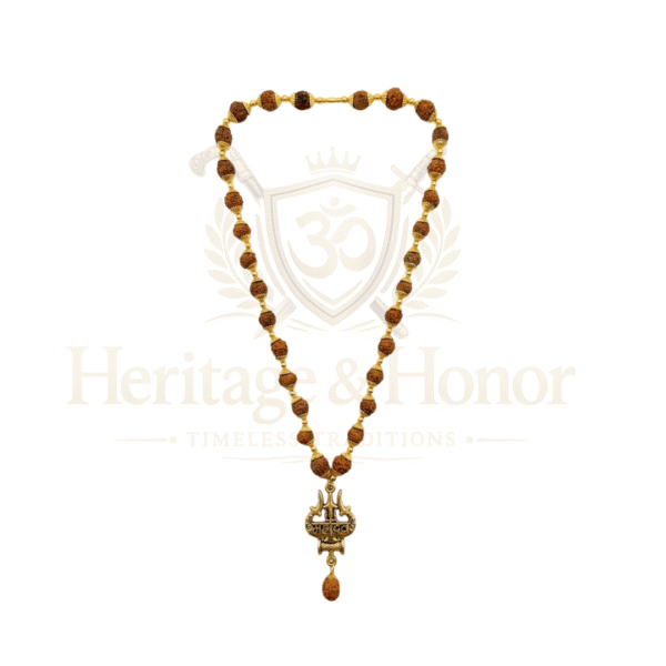Rudraksha Mala Necklace with Mahadev Trishul Pendant for Men & Women - Product Image 7