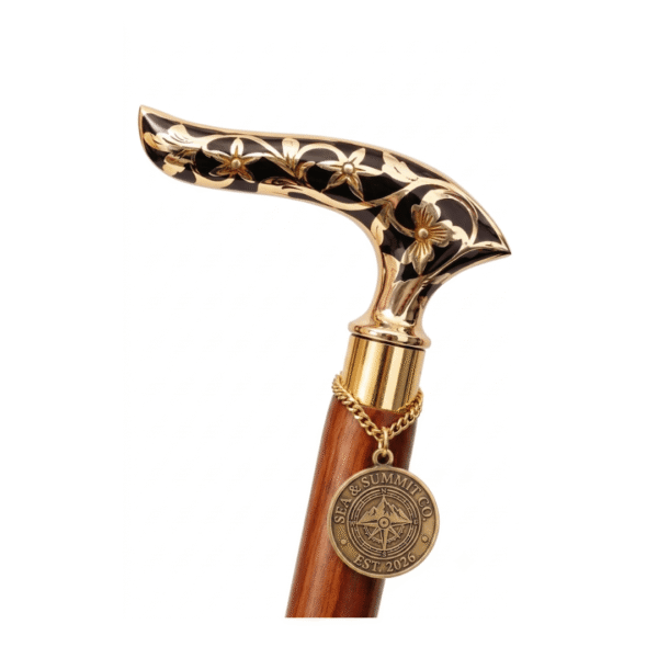 Gold Derby Brass Walking Cane – 36 Inch Handmade Wooden Walking Stick with Decorative Brass Handle - Product Image 5