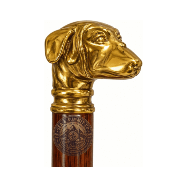 Golden Dog Head Brass Walking Cane – 36 Inch Handmade Wooden Walking Stick - Product Image 7