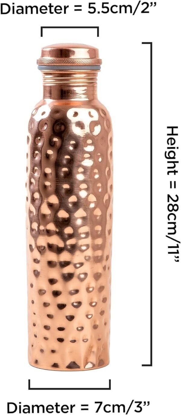 Pure Copper Water Bottle 34oz Hammered Leak-Proof Drinking Bottle - Product Image 2