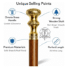 Round Brass Handle Walking Cane – 36 Inch Handmade Wooden Walking Stick - Product Image 2