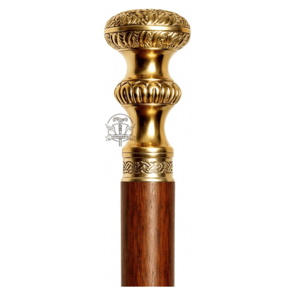 Round Brass Handle Walking Cane – 36 Inch Handmade Wooden Walking Stick
