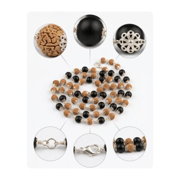 Rudraksha Karungali Chain Mala – Natural Prayer Necklace
