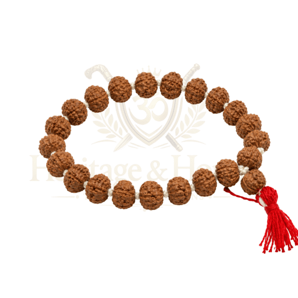 5 Mukhi Rudraksha Bracelet for Men & Women with Sacred Red Tassel - Product Image 5