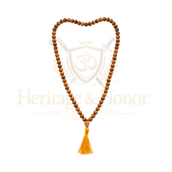 Natural Sandalwood Mala Necklace – Handmade Prayer Beads with Tassel - Product Image 6