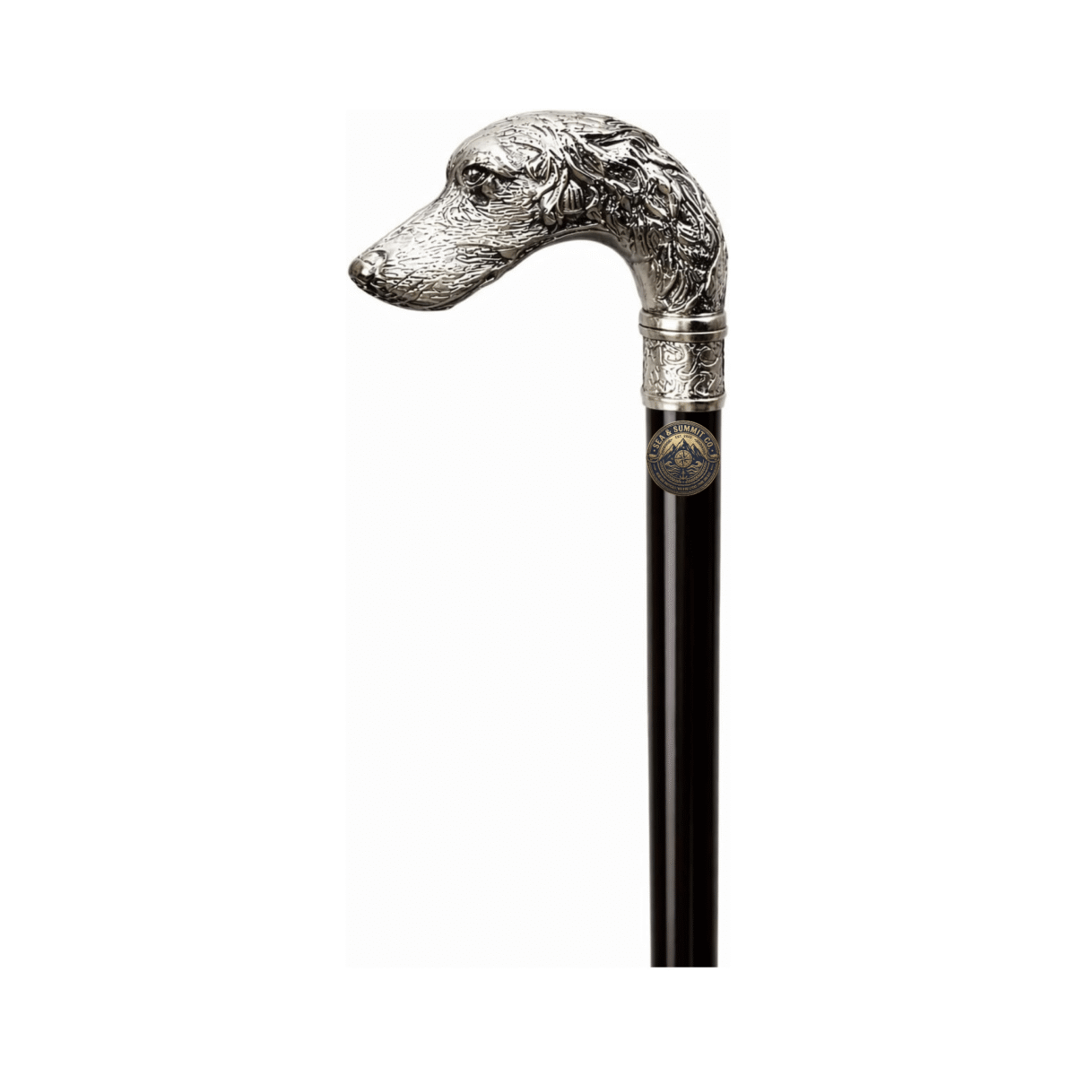 Silver Greyhound Dog Head Walking Cane – 36 Inch Premium Wooden Walking Stick