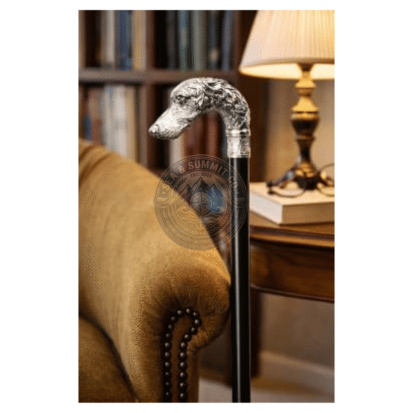 Silver Greyhound Dog Head Walking Cane – 36 Inch Premium Wooden Walking Stick