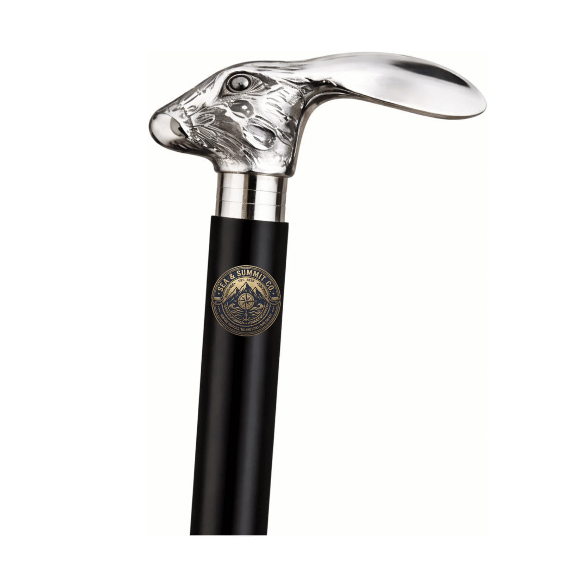 Silver Rabbit Head Walking Cane – 36 Inch Premium Wooden Walking Stick with Polished Metal Handle