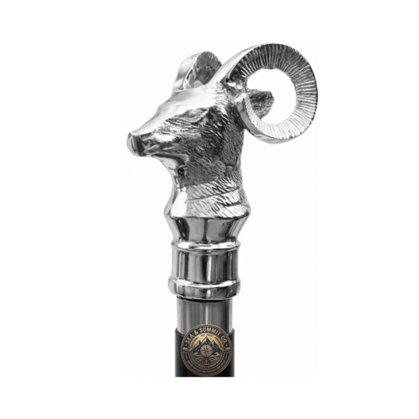 Silver Ram Head Walking Cane – 36 Inch Premium Wooden Walking Stick with Polished Metal Handle - Product Image 7