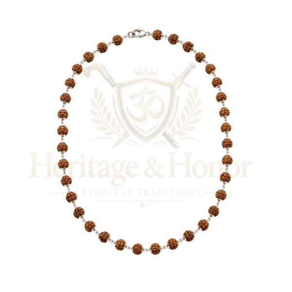5 Mukhi Rudraksha Mala Silver Necklace – Handmade Spiritual Gift - Product Image 6