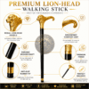 Lion Head Walking Cane Decorative Brass Handle Black Shaft - Product Image 9