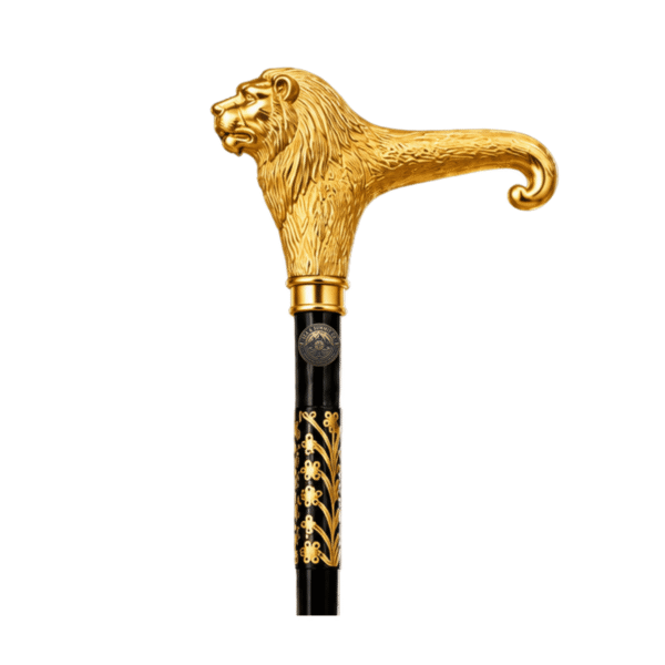 Lion Head Walking Cane Decorative Brass Handle Black Shaft - Product Image 7
