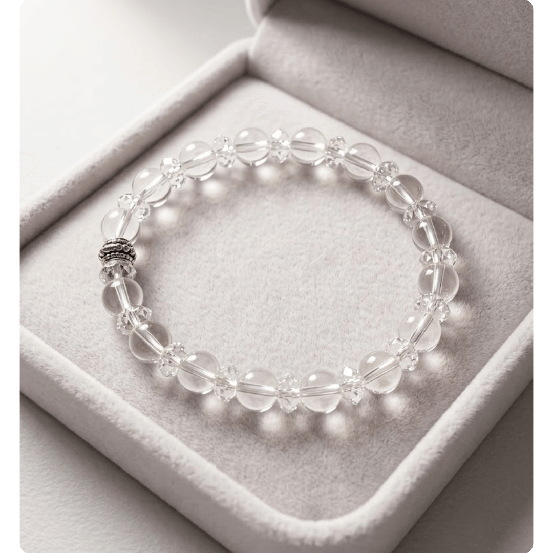 Clear Quartz Crystal Bracelet 8mm Natural Gemstone Stretch Bracelet