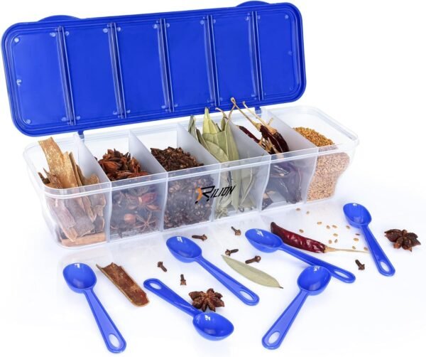 6 Section Airtight Spice Storage Container with 6 Spoons, 1800ml - Product Image 2