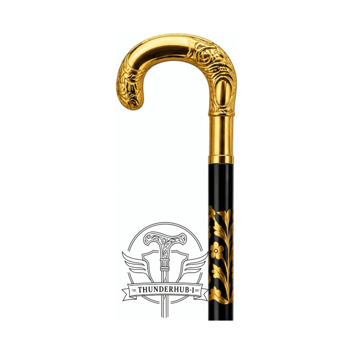 Solid Brass Crook Handle Walking Cane 37 Inch Wooden Walking Stick