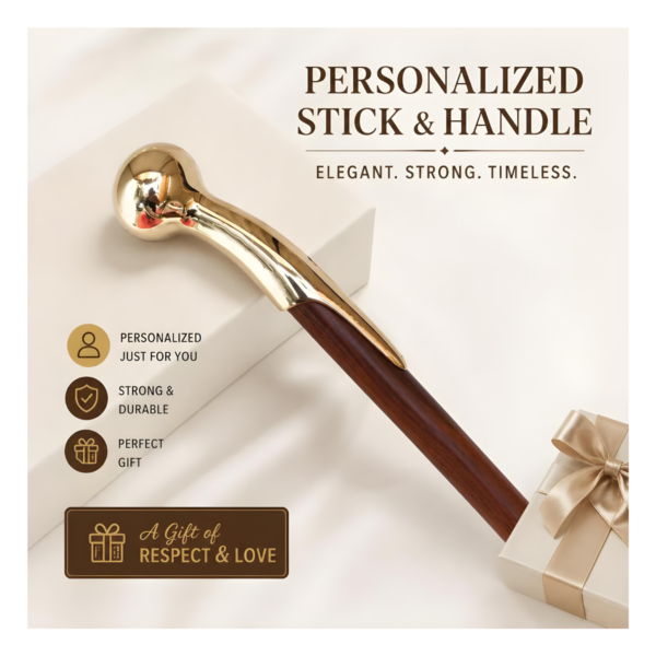 Solid Brass Ball Knob Handle Walking Cane 38 Inch Hardwood Stick - Product Image 7