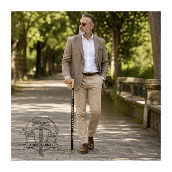 Alternative view of Duck Head Brass Walking Cane – 36 Inch Handmade Wooden Walking Stick