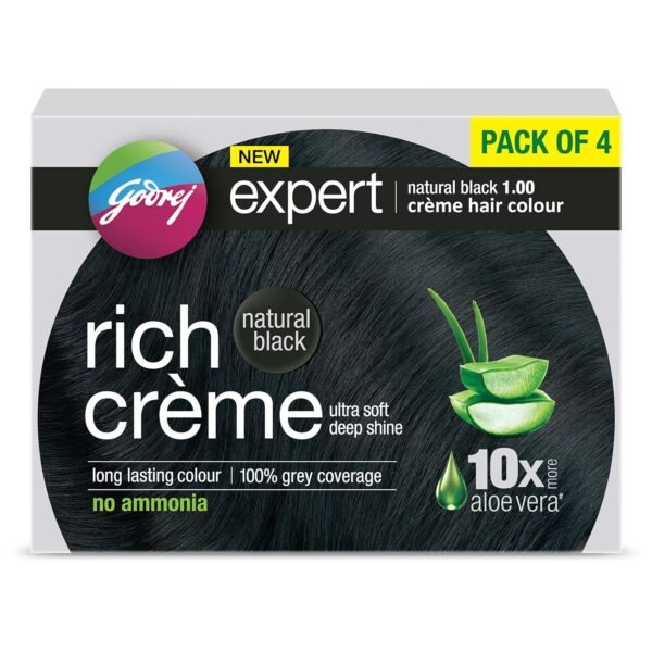 Godrej Expert Rich Creme Hair Colour Natural Black 1.00 Pack of 4