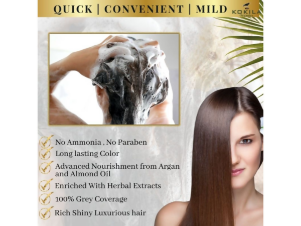 Kokila Organics Natural Black Hair Colour Shampoo 400ml No PPD - Product Image 2