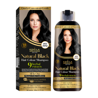 Kokila Organics Natural Black Hair Colour Shampoo 400ml No PPD