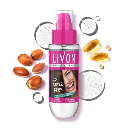 Livon Hair Serum for Frizz-Free Hair with Argan Oil & Vitamin E 3.3 fl oz