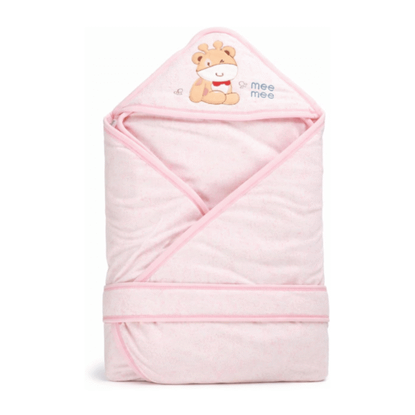 Baby Hooded Blanket Wrapper Soft Cotton Pink Receiving Blanket - Product Image 5