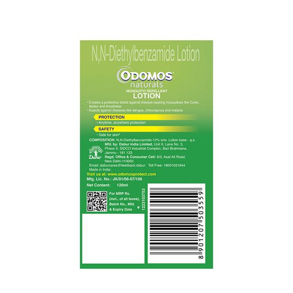 Odomos Naturals Mosquito Repellent Lotion with Aloe Vera 120ml - Product Image 2