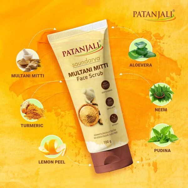 Patanjali Multani Mitti Face Scrub 100g Deep Cleansing Exfoliator - Product Image 2
