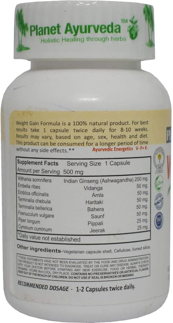Planet Ayurveda Weight Gain Formula Capsules 60 Count - Product Image 2