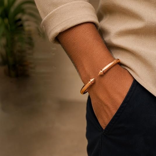 Pure Copper Kada for Men Handmade Open Cuff Bangle by CHAKRADHARI - Product Image 2