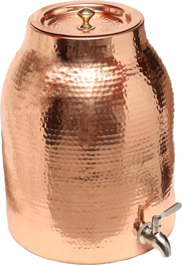 Pure Copper Water Dispenser 3.5 Gallon Hand Hammered with Spigot