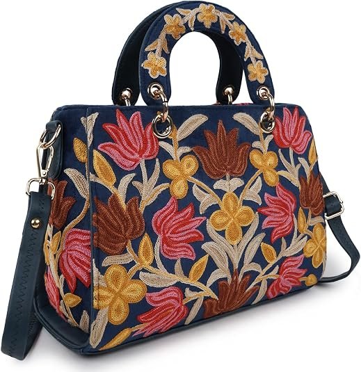 Women’s Embroidered Synthetic Leather Crossbody Shoulder Handbag