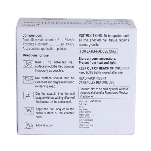 Amrolstar Nail Lacquer Amorolfine 5% w/v, 2.5ml - Product Image 2